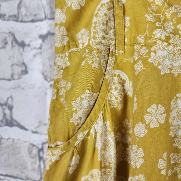 Vintage Yellow Gold Skater Mini Skirt Smocked Casual - Picture 6 of 14